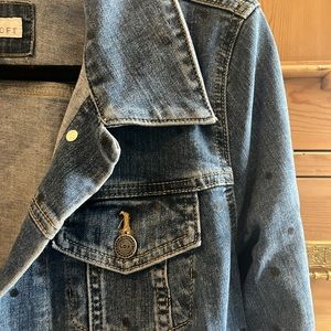 Slightly Cropped Loft Polka Dot Denim Jacket